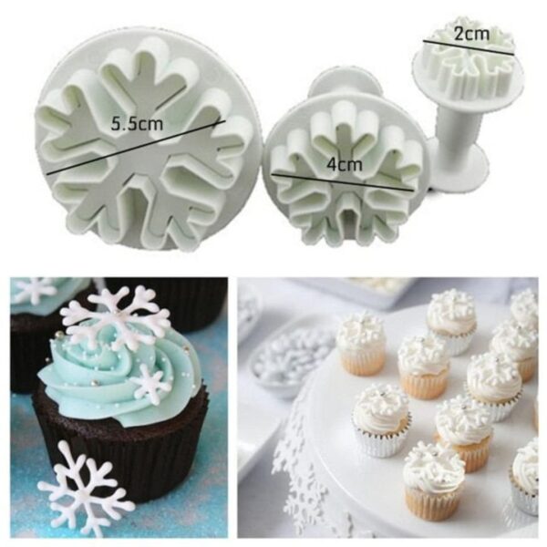 3pcs Snowflake Plunger Cutters