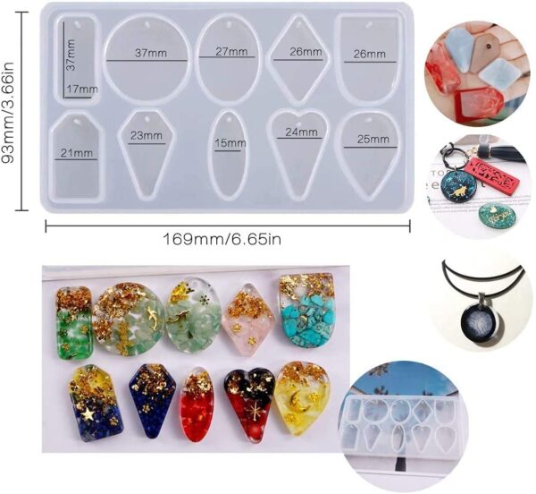 10 Cavity Earring Pendant Silicone Mould Eardrop Crystal Epoxy Mold Resin for DIY Jewelry Making